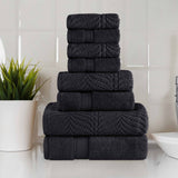 Chevron Zero Twist Solid and Jacquard Cotton 8 Piece Towel Set - Towel Set by Superior Brand