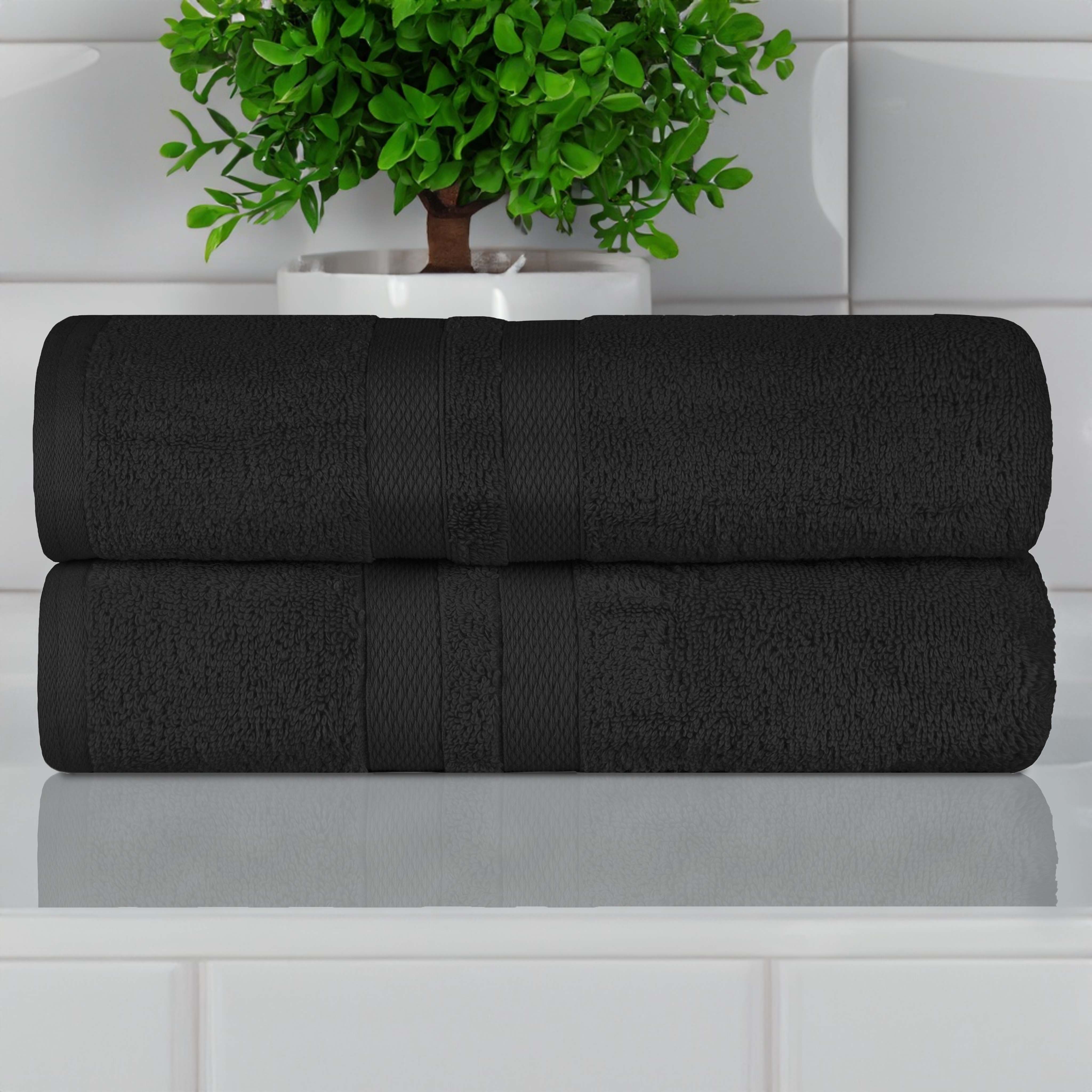 Ultra-Soft Cotton Solid Medium Weight Absorbent Bath Towel Set of 2 - Towel Set by Superior Brand