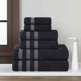 Zero Twist Cotton Ribbed Towel Set 6-Piece - Brea - Towel Set by Superior Brand