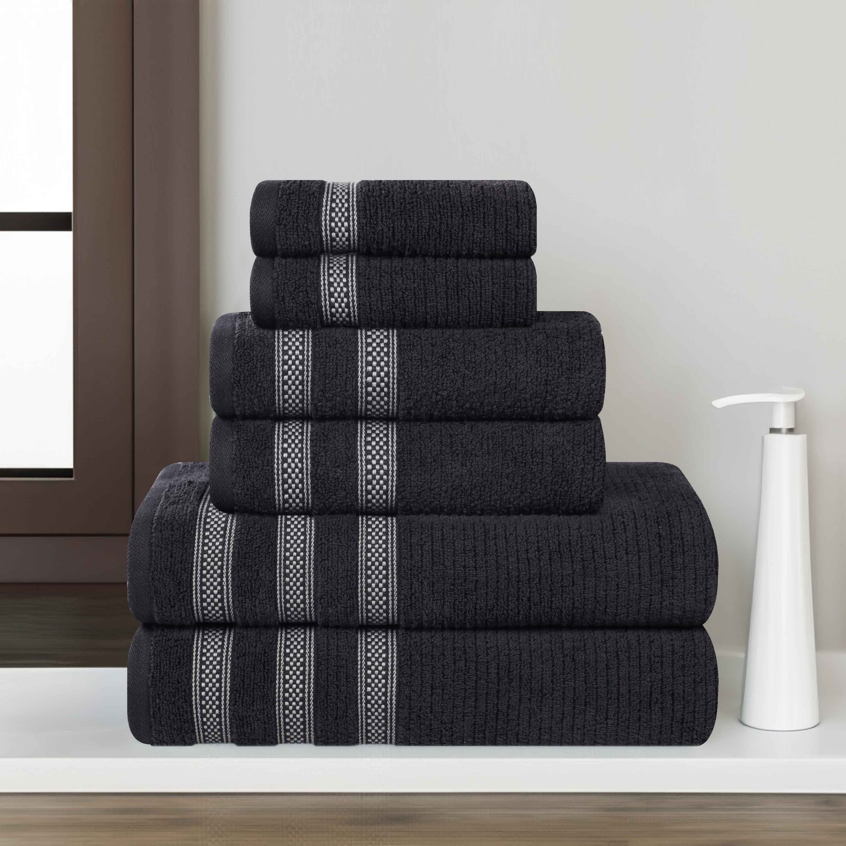 Zero Twist Cotton Ribbed Towel Set 6-Piece - Brea - Towel Set by Superior Brand