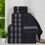 Brea Zero Twist Cotton Ribbed Geometric Border 9 Piece Towel Set - Towel Set by Superior Brand