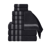 Brea Zero Twist Cotton Ribbed Geometric Border 9 Piece Towel Set - Towel Set by Superior Brand