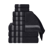 Brea Zero Twist Cotton Ribbed Geometric Border 9 Piece Towel Set - Towel Set by Superior Brand