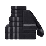 Brea Zero Twist Cotton Ribbed Geometric Border 8 Piece Towel Set - Towel Set by Superior Brand