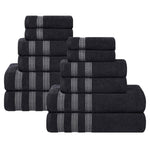 Brea Zero Twist Cotton Ribbed Geometric Border 12 Piece Towel Set - Towel Set by Superior Brand