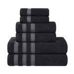 Zero Twist Cotton Ribbed Towel Set 6-Piece - Brea - Towel Set by Superior Brand