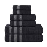 Zero Twist Cotton Ribbed Towel Set 6-Piece - Brea - Towel Set by Superior Brand