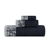 Wisteria Cotton Medium Weight Floral Jacquard Border 3 Piece Towel Set - Towel Set by Superior Brand