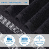 Zero Twist Cotton Ribbed Towel Set 6-Piece - Brea - Towel Set by Superior Brand