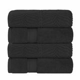 Zero Twist Cotton Solid and Jacquard Bath Towel Set of 4 - Bath Towel by Superior Brand