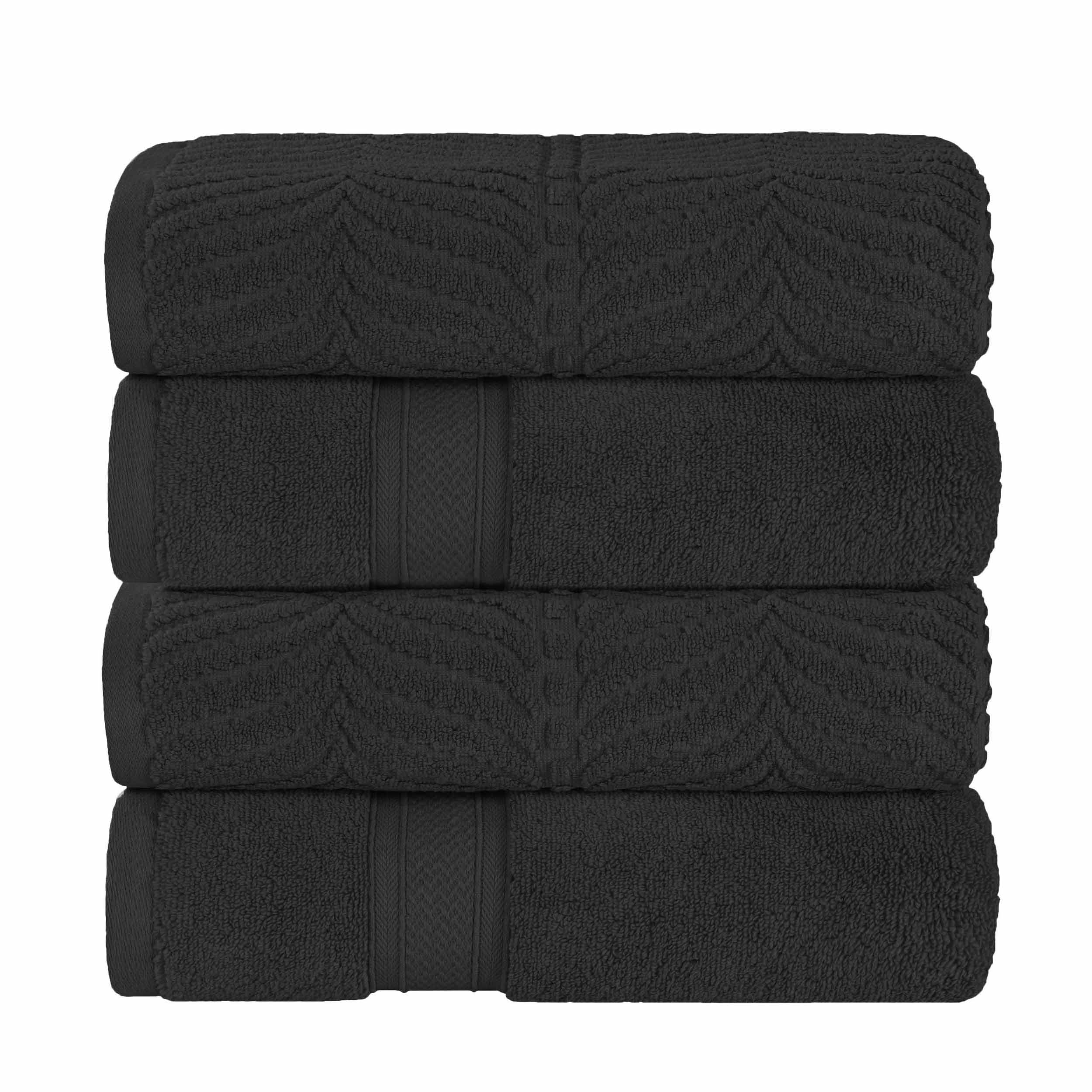 Zero Twist Cotton Solid and Jacquard Bath Towel Set of 4 - Bath Towel by Superior Brand