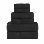 Chevron Zero-Twist Cotton Jacquard and Solid Towel Set 6 Piece - Towel Set by Superior Brand