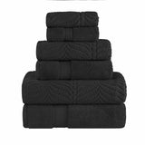 Chevron Zero-Twist Cotton Jacquard and Solid Towel Set 6 Piece - Towel Set by Superior Brand