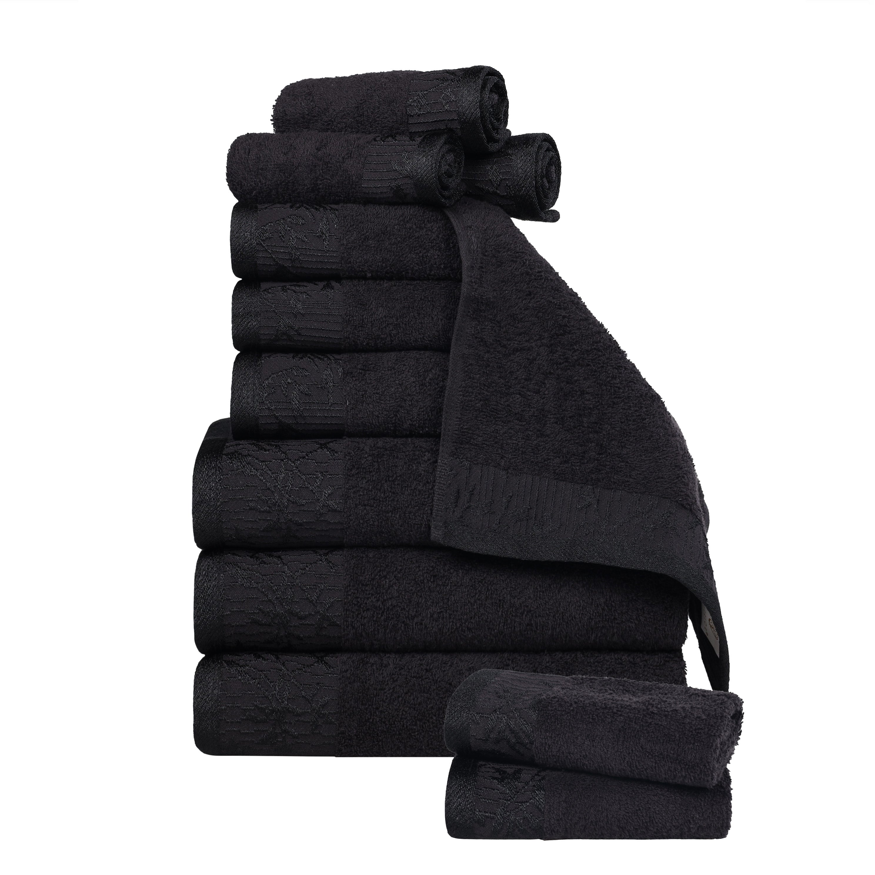 Wisteria Cotton Medium Weight Floral Jacquard Border 12 Piece Towel Set - Towel Set by Superior Brand