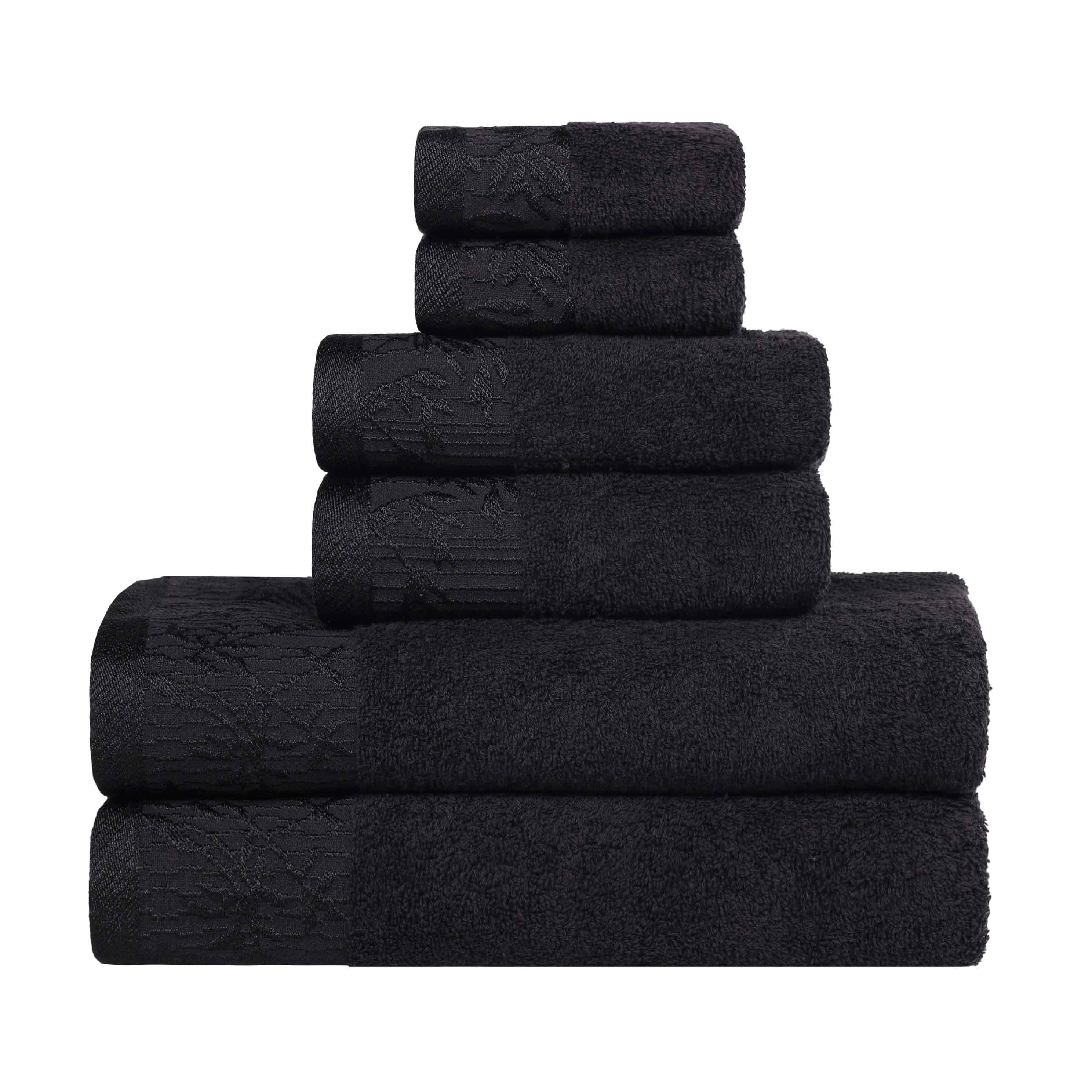 Cotton Floral Jacquard Towel Set 6-Piece - Wisteria - Towel Set by Superior Brand