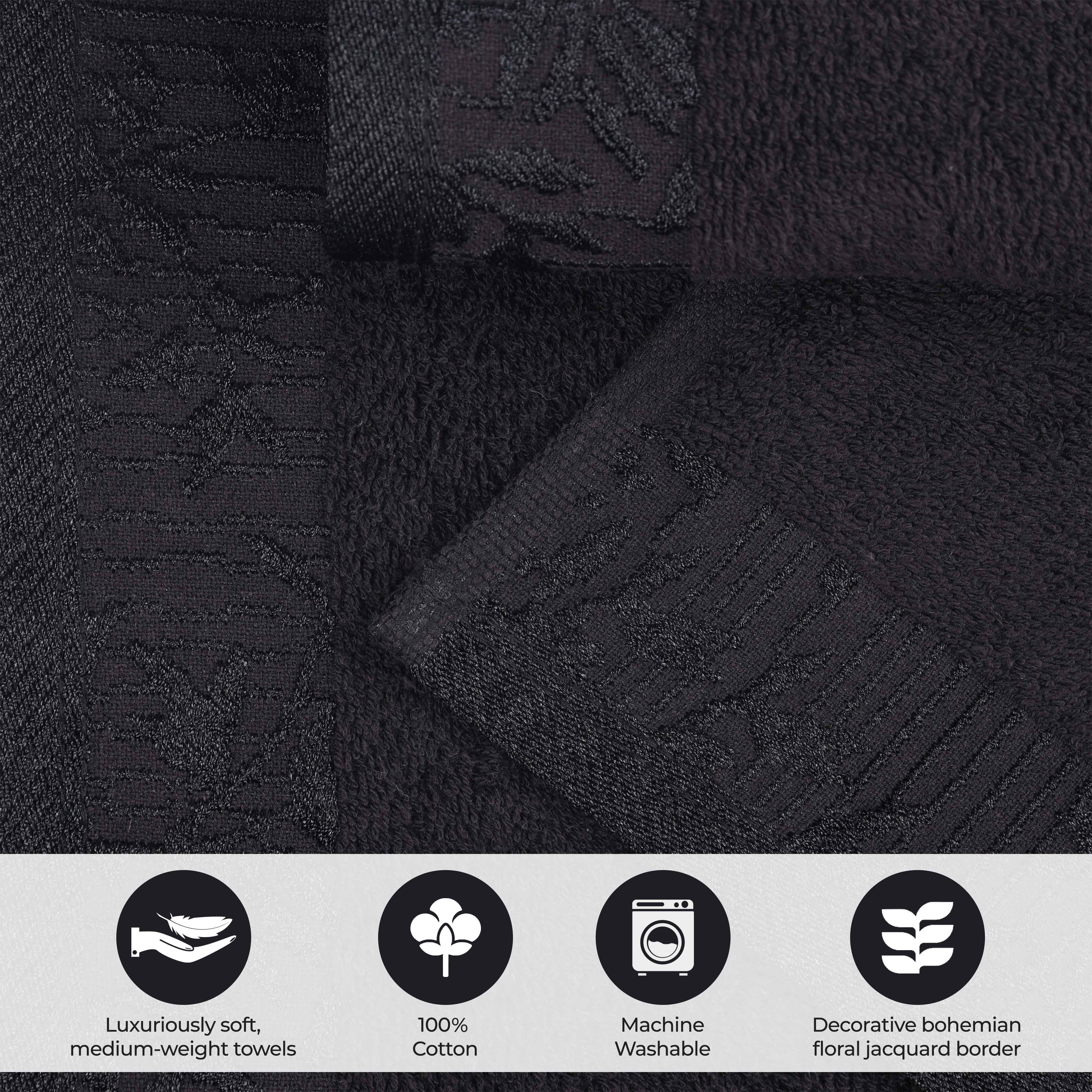 Wisteria Cotton Medium Weight Floral Jacquard Border 3 Piece Towel Set - Towel Set by Superior Brand