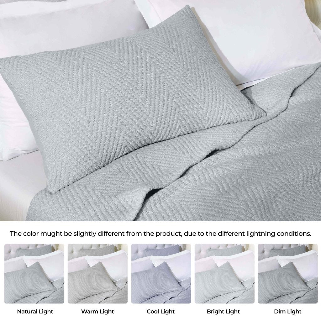 Aswan Cotton Medium Weight Textured Modern Chevron Woven Coverlet - Coverlet by Superior Brand