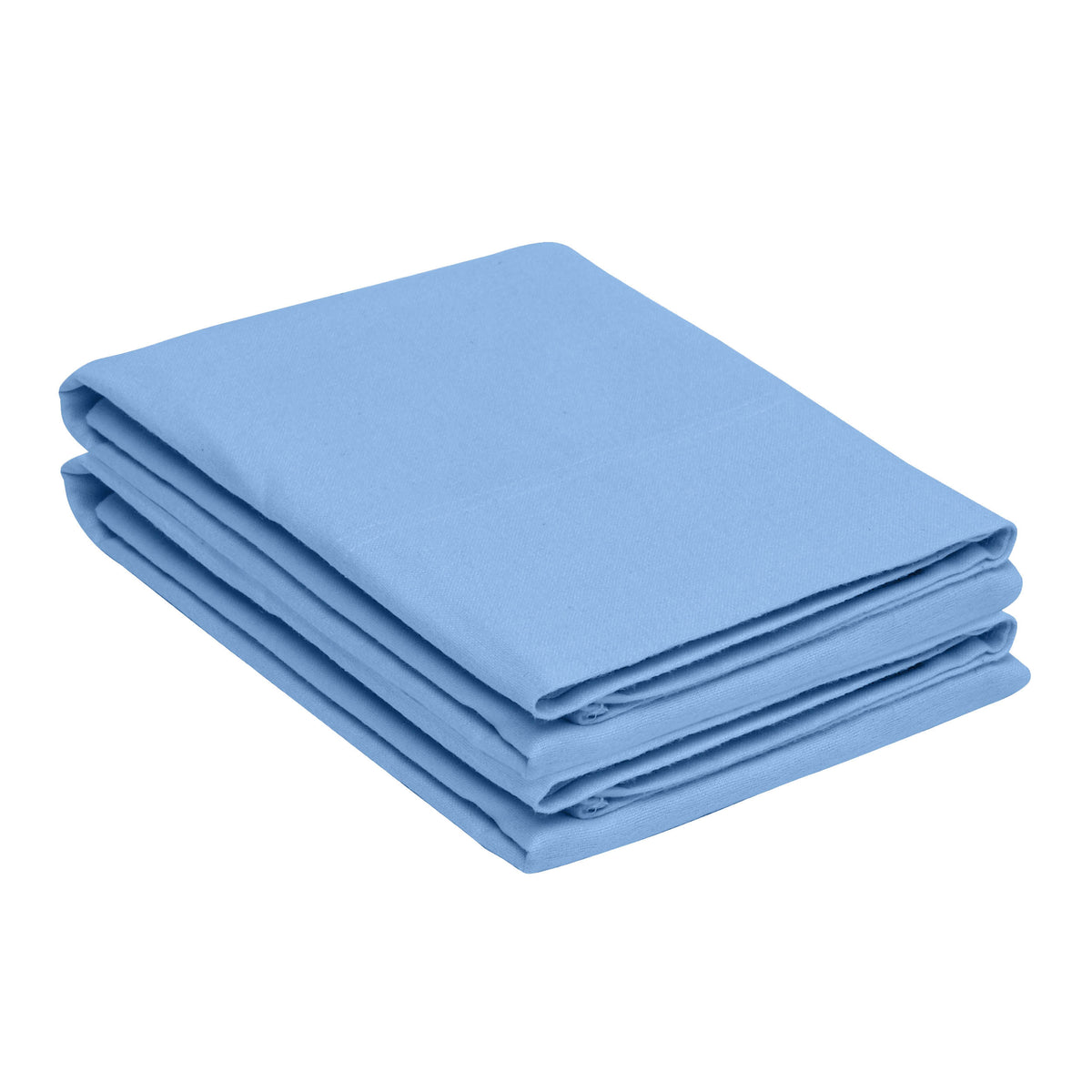 Solid Flannel Cotton Soft Fuzzy Pillowcases, Set of 2 - Blue