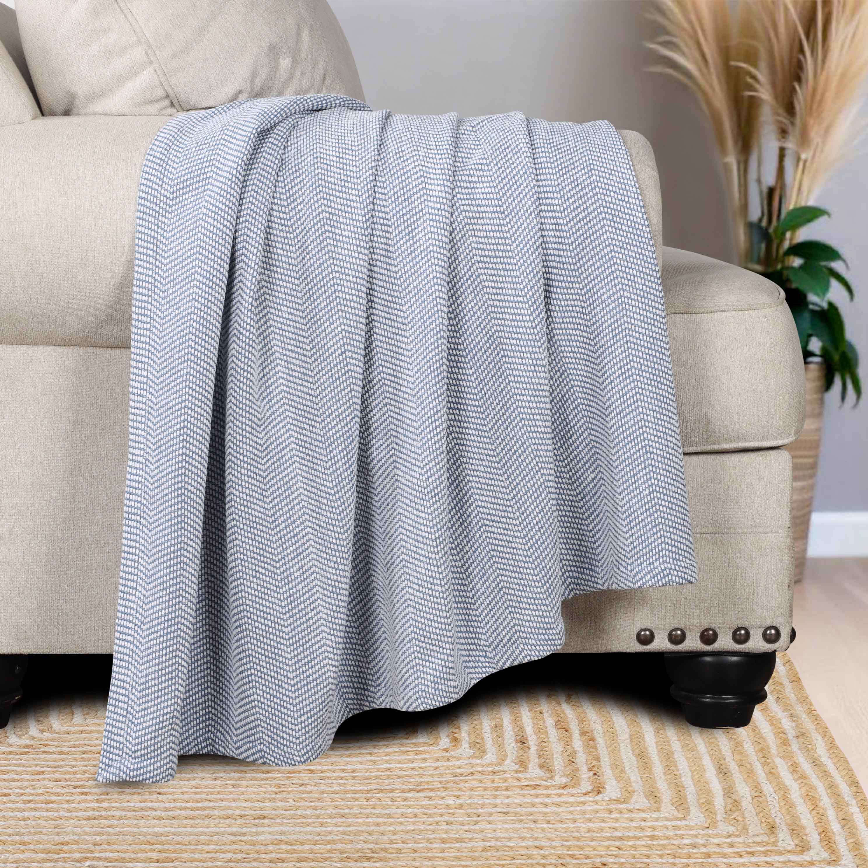Maya Chenille Herringbone Soft Textured Medium Weight Cotton Blanket - Blanket by Superior Brand