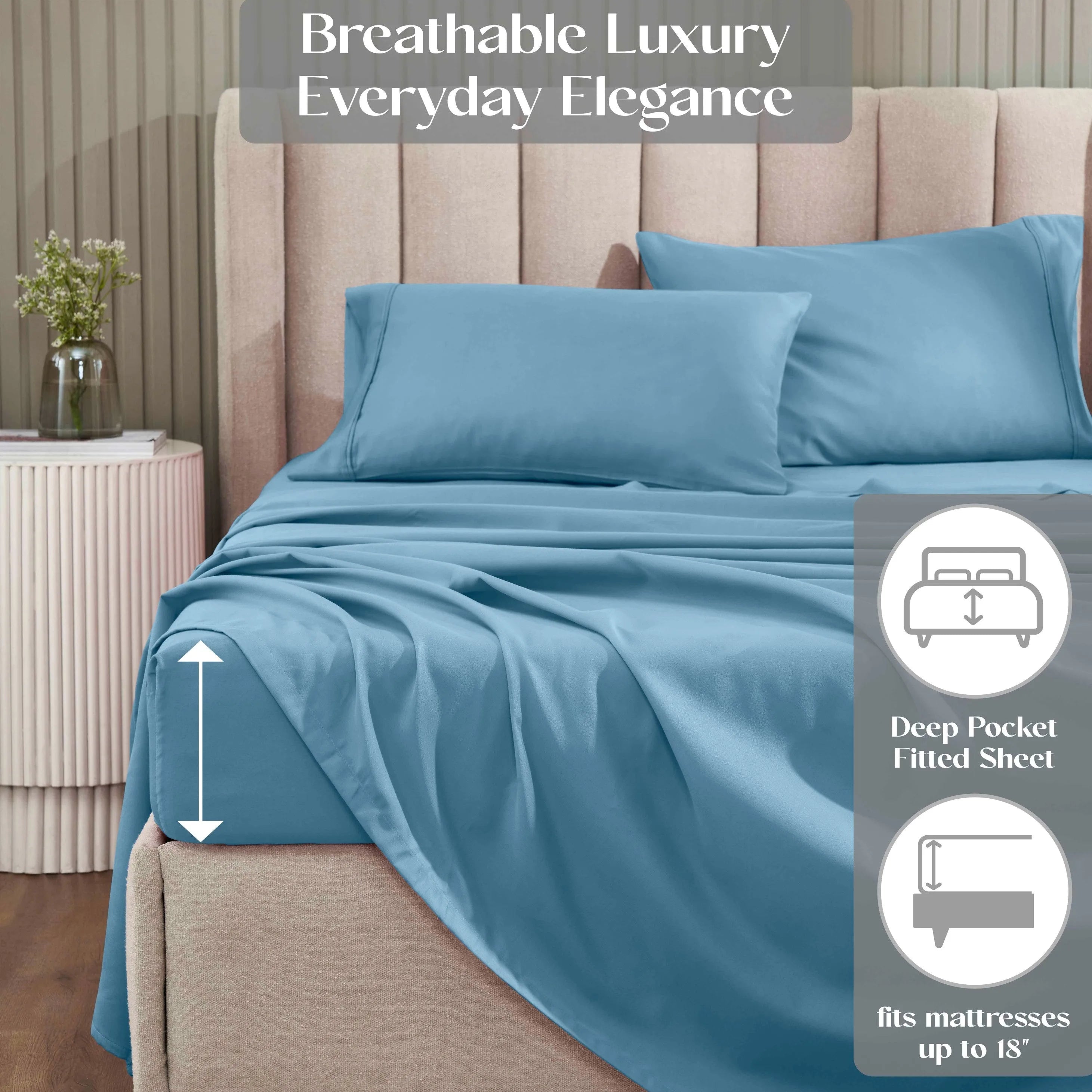 1200 Thread Count Cotton Rich Bed Sheet Set Solid Deep Pocket - Sheet Set by Superior Brand