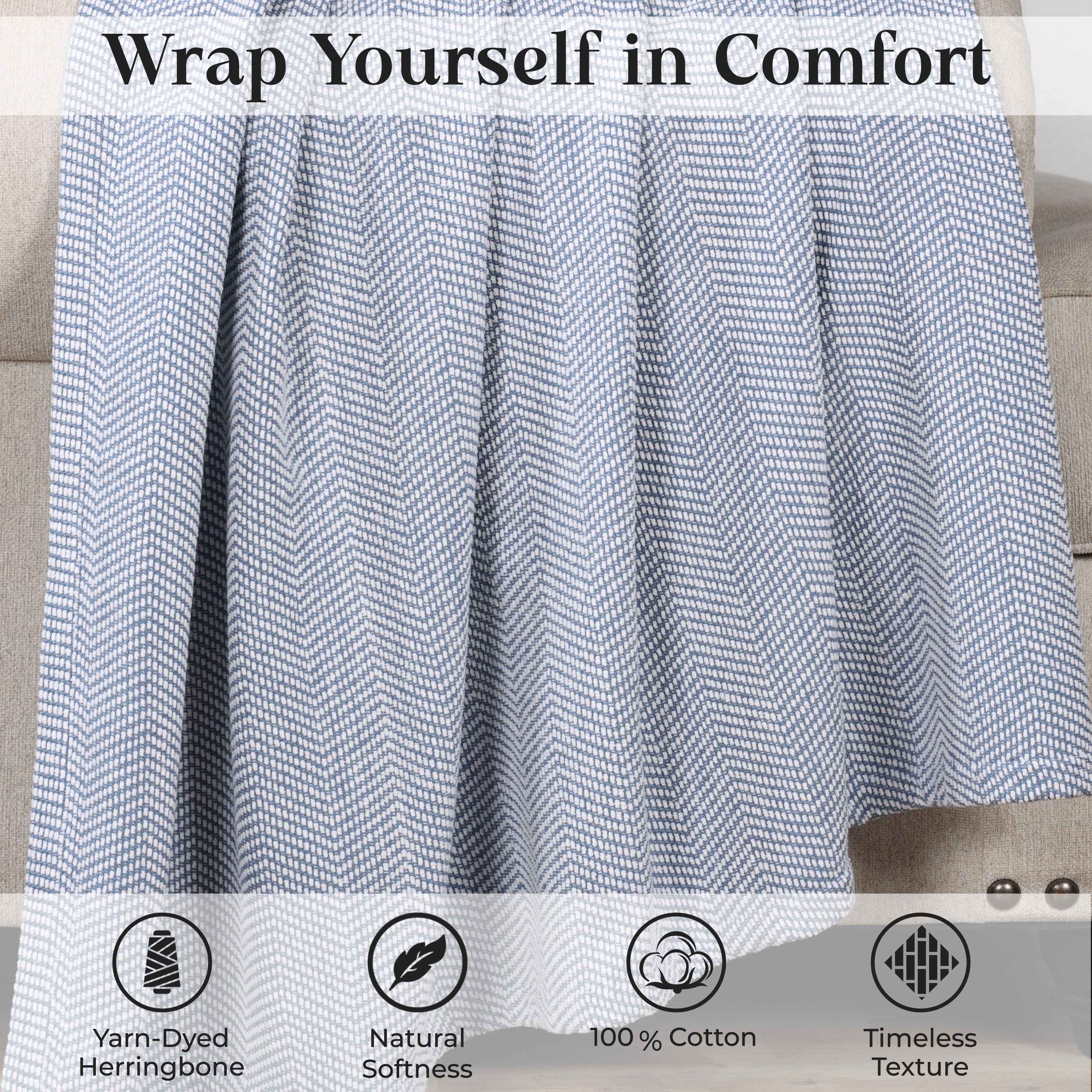 Maya Chenille Herringbone Soft Textured Medium Weight Cotton Blanket - Blanket by Superior Brand