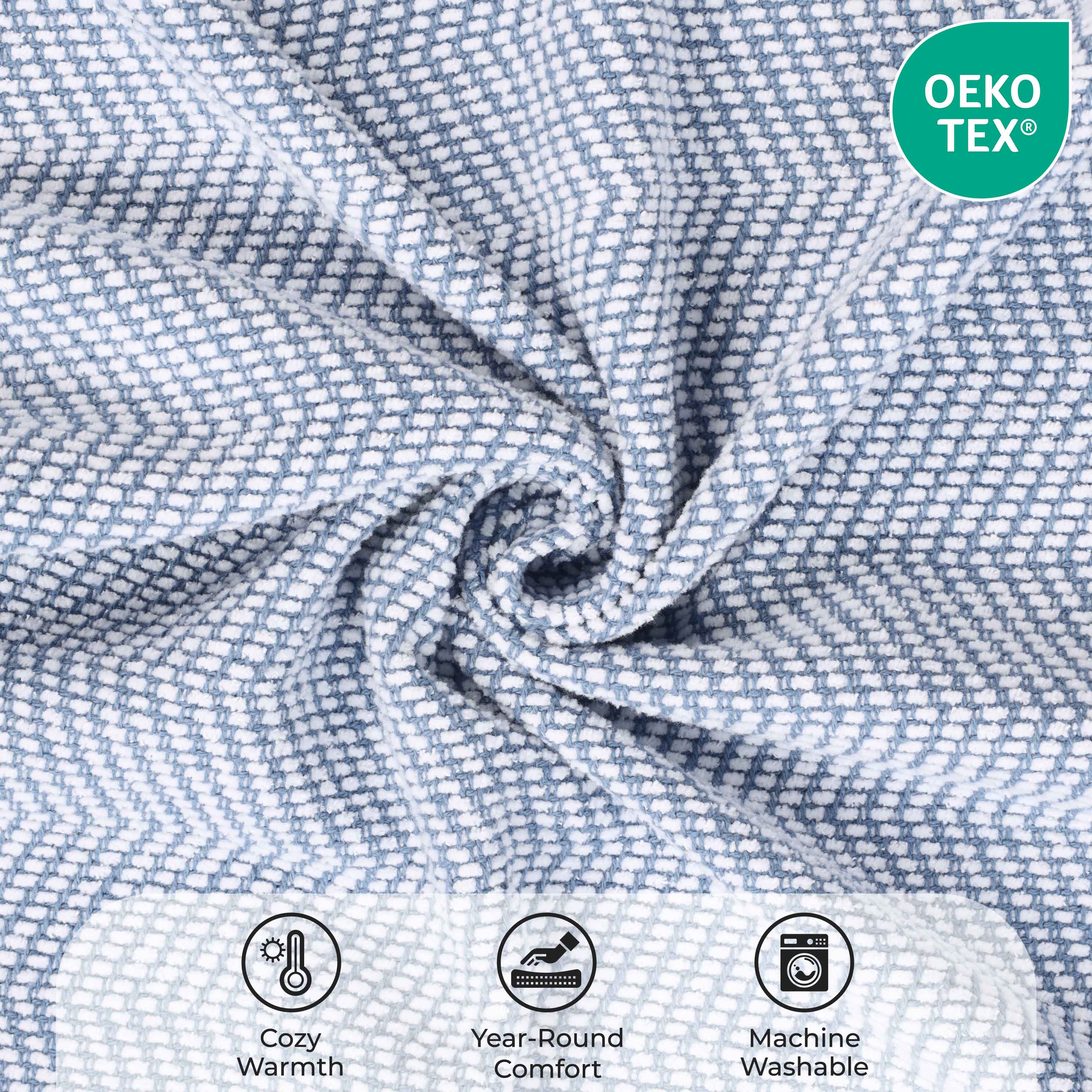 Maya Chenille Herringbone Soft Textured Medium Weight Cotton Blanket - Blanket by Superior Brand
