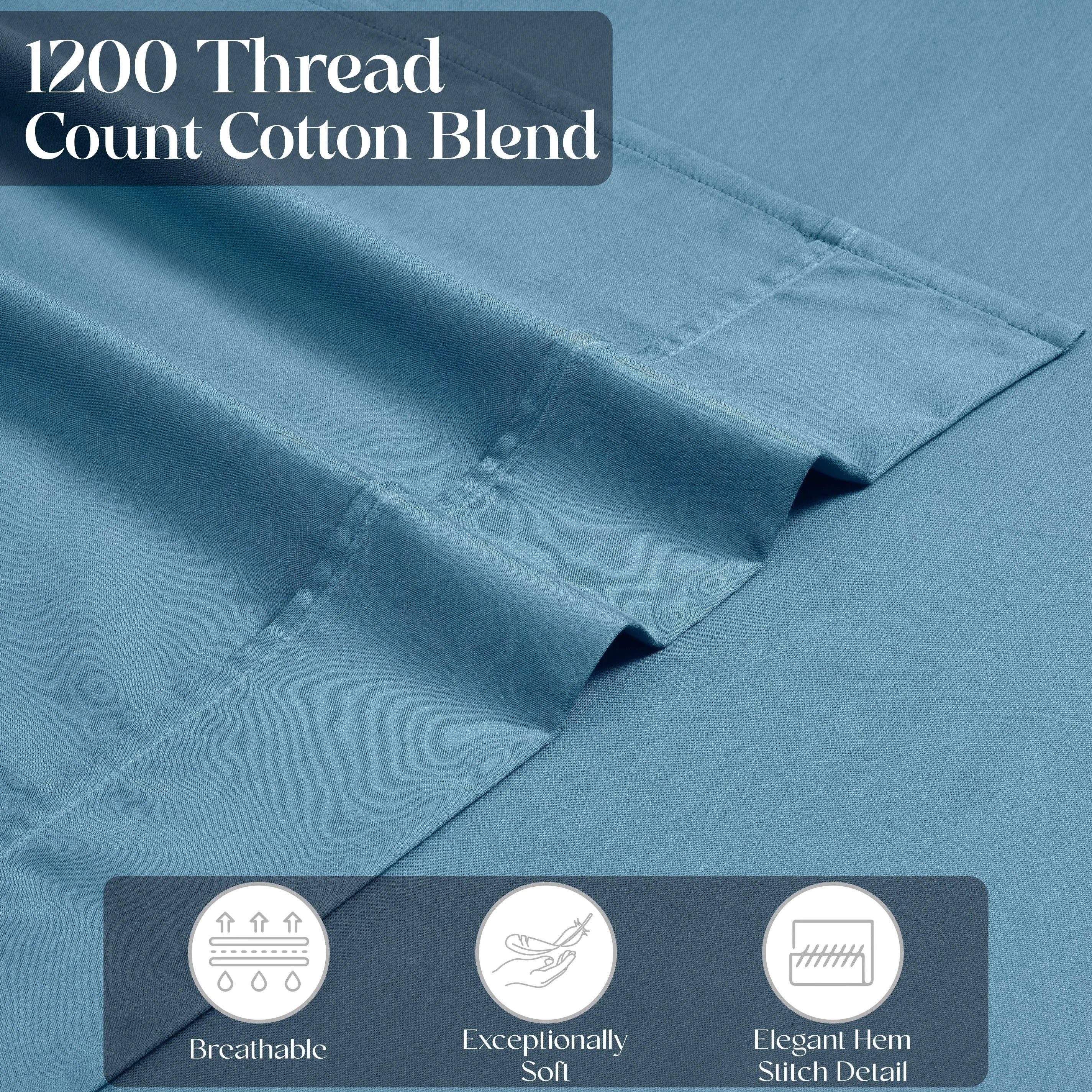 1200 Thread Count Cotton Rich Bed Sheet Set Solid Deep Pocket - Sheet Set by Superior Brand
