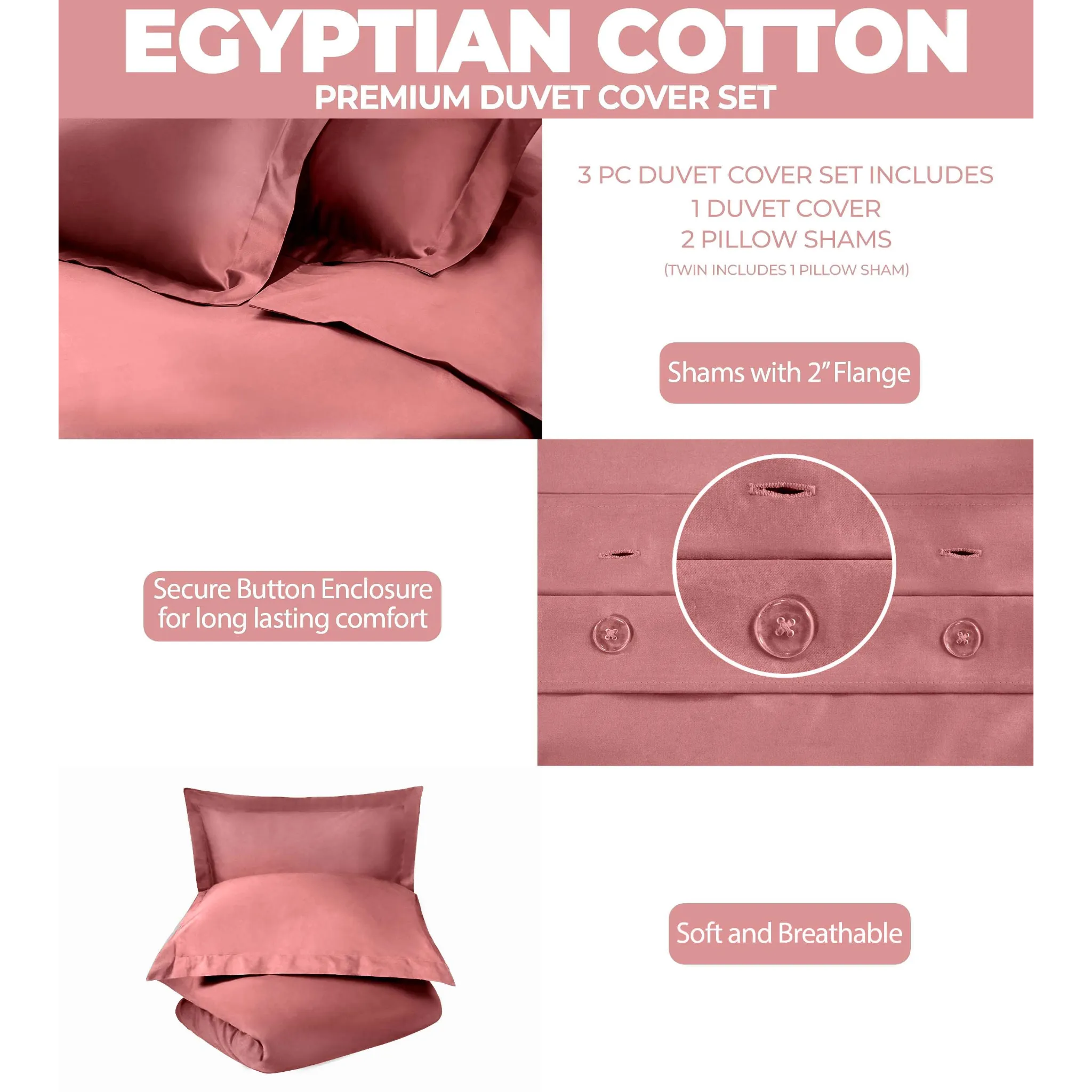 Egyptian Cotton 400 Thread Count Solid Luxury Duvet Cover Set - Egyptian Cotton Duvet Cover Set by Superior Brand