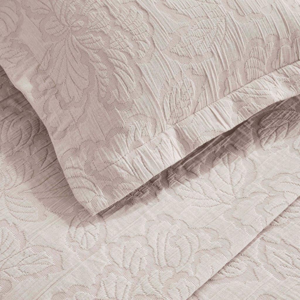 Cotton Bedspread Sets 3-Piece Hibiscus Floral Jacquard Matelassé - Bedspread by Superior Brand