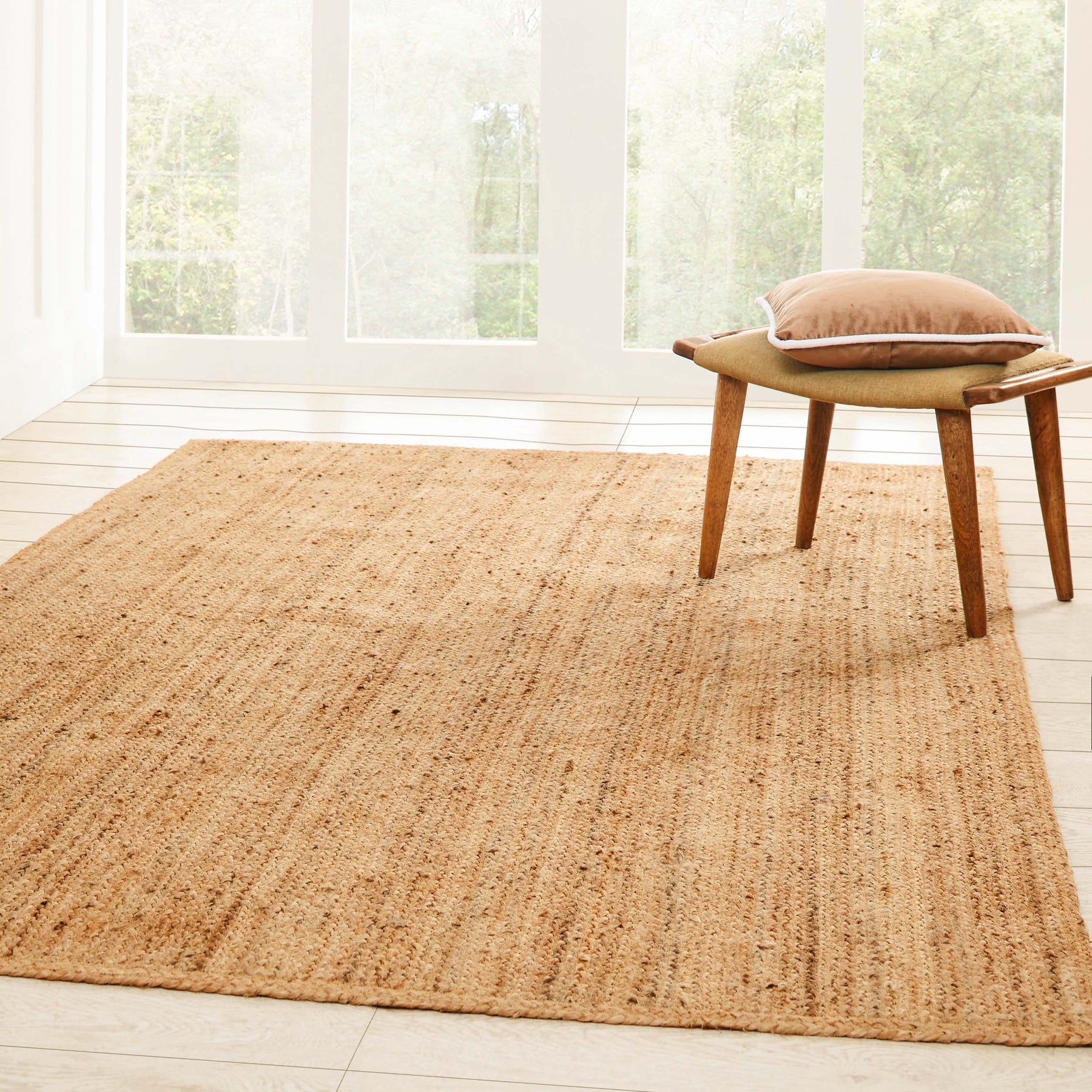 Handwoven Braided Jute Modern Farmhouse Reversible Indoor Area Rug