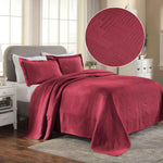 Lightweight Cotton Bedspread Sets 3-Piece Geometric Fret Jacquard Matelassé Scalloped - Bedspread by Superior Brand