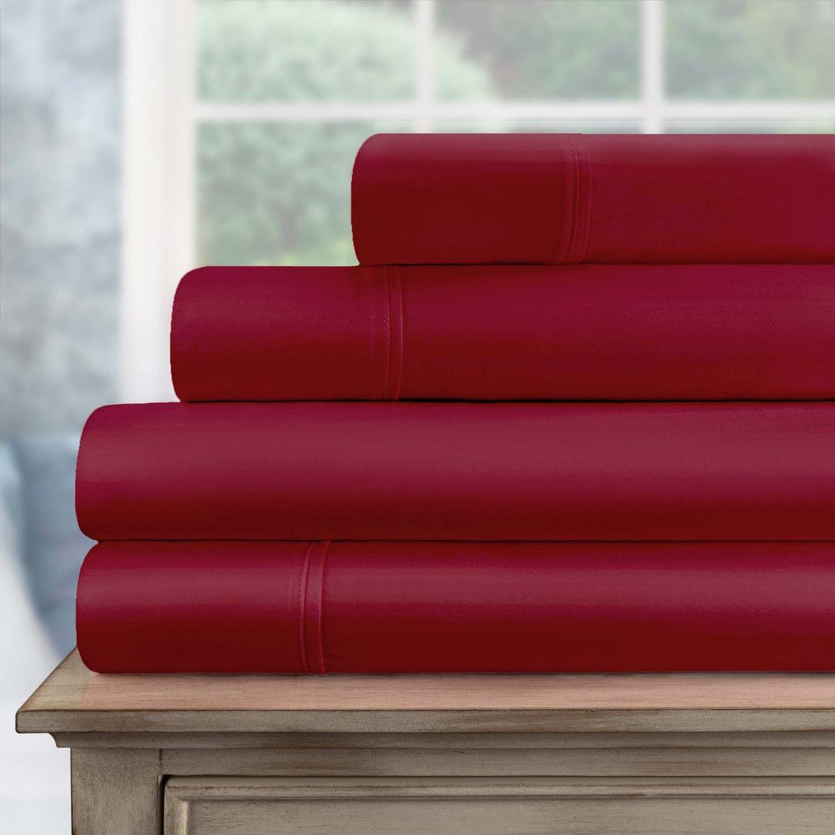 Egyptian Cotton 700 Thread Count Eco Friendly Solid Sheet Set - Burgundy