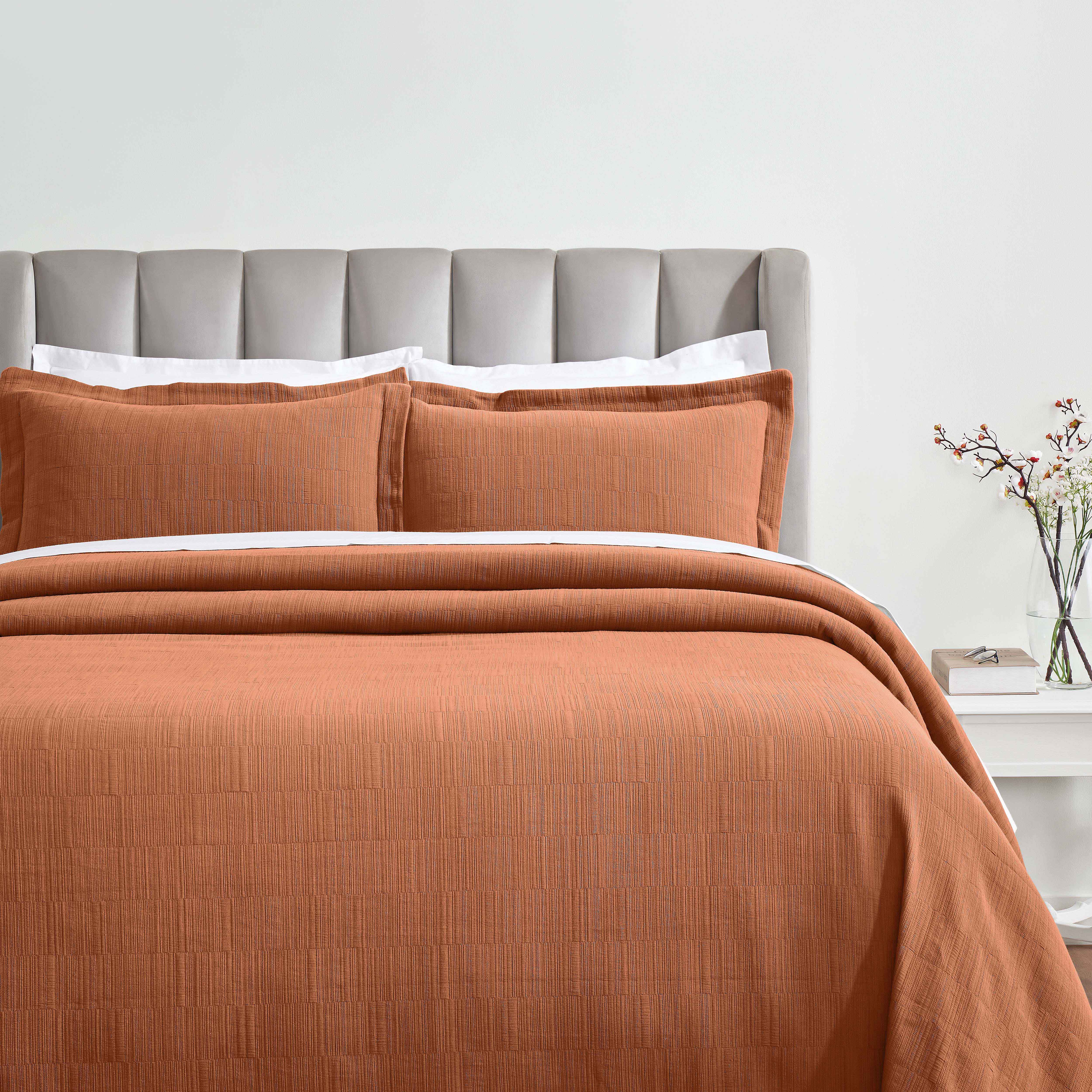 Zenith Cotton Medium Weight Geometric Matelasse Bedspread and Sham Set - Bedspread by Superior Brand