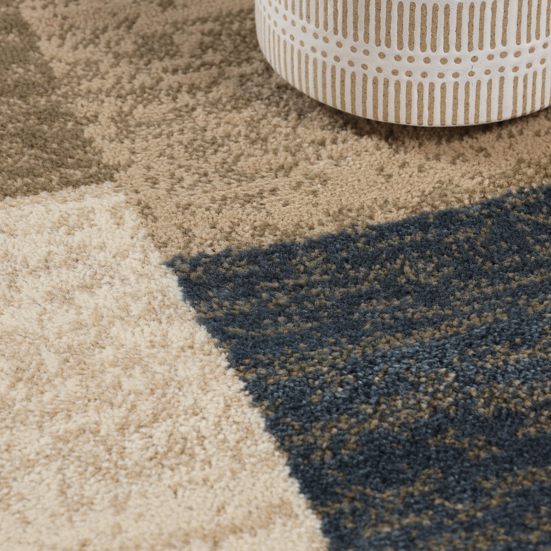 Clifton Geometric Color Block Plush Modern Indoor Area Rug or Runner Rug
