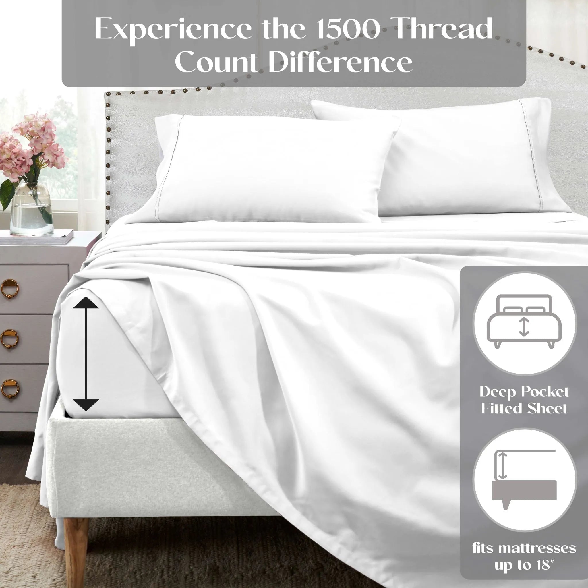 Cotton Blend 1500 Thread Count Solid Deep Pocket Sheet Set - Sheet Set by Superior Brand
