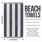 Cabana Stripe Oversized Cotton Beach Towel Set of 2, 4, or 6 Piece