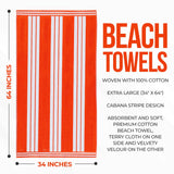 Cabana Stripe Oversized Cotton Beach Towel Set of 2, 4, or 6 Piece