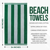 Cabana Stripe Oversized Cotton Beach Towel Set of 2, 4, or 6 Piece