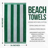 Cabana Stripe Oversized Cotton Beach Towel Set of 2, 4, or 6 Piece