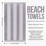 Cabana Stripe Oversized Cotton Beach Towel Set of 2, 4, or 6 Piece