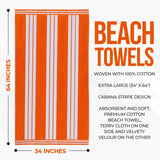 Cabana Stripe Oversized Cotton Beach Towel Set of 2, 4, or 6 Piece