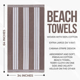 Cabana Stripe Oversized Cotton Beach Towel Set of 2, 4, or 6 Piece