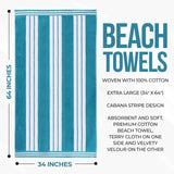 Cabana Stripe Oversized Cotton Beach Towel Set of 2, 4, or 6 Piece