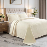 Lightweight Cotton Bedspread Sets 3-Piece Cascade Jacquard Matelassé - Bedspread by Superior Brand