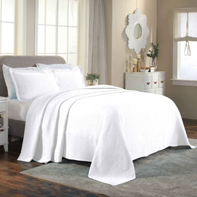 Celtic Circle Cotton Jacquard Matelasse Bedspread Set - White