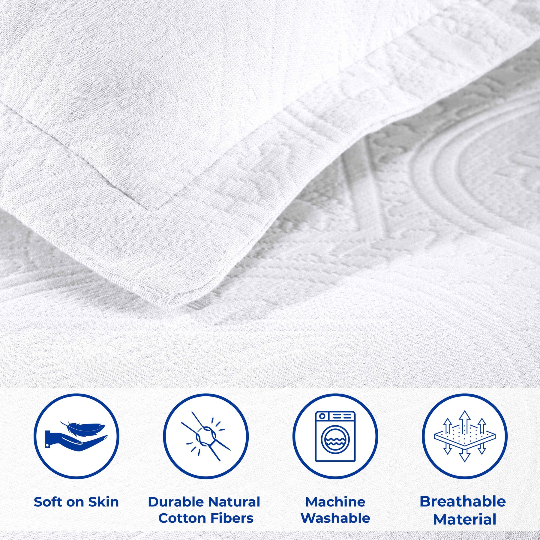 Celtic Circle Cotton Jacquard Matelasse Bedspread Set - White