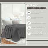 Milan Cotton Textured Jacquard Striped Lightweight Woven Blanket - Blanket by Superior Brand
