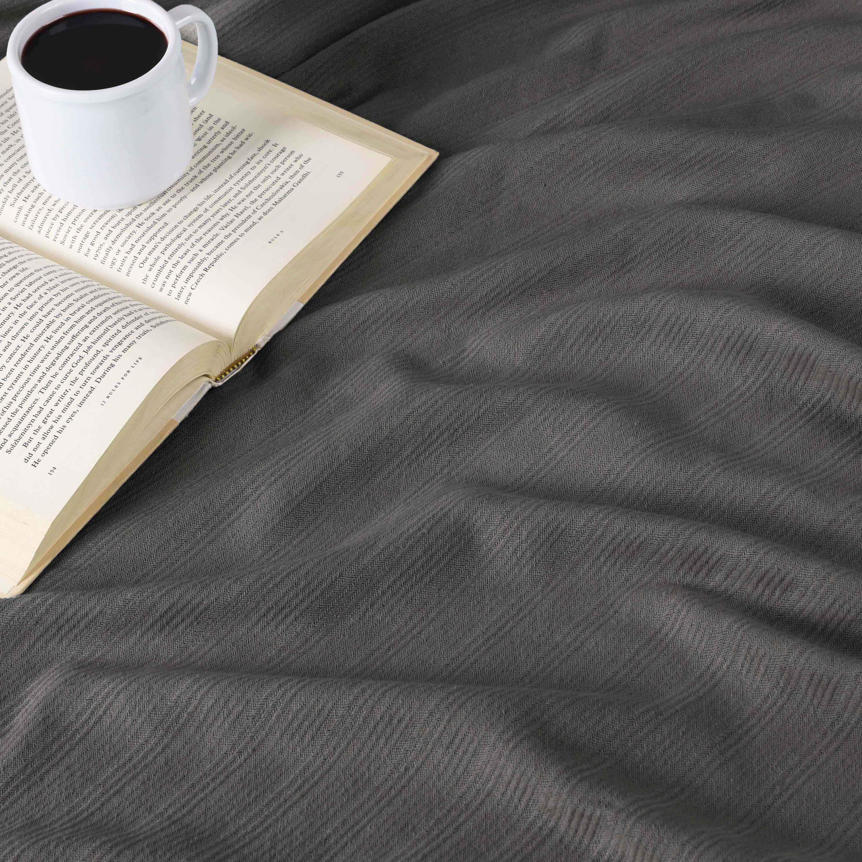 Milan Cotton Textured Jacquard Striped Lightweight Woven Blanket - Blanket by Superior Brand