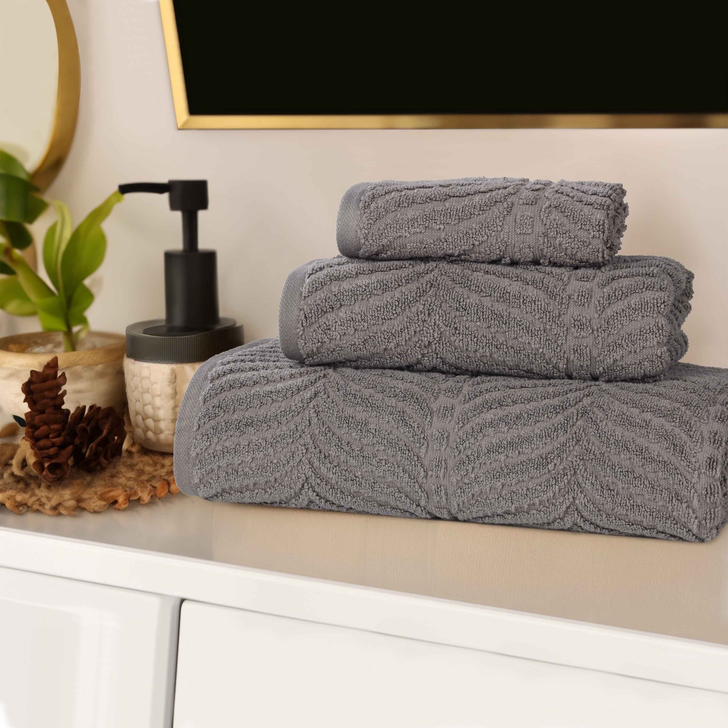 Chevron Zero Twist Jaquard Cotton 3 Piece Bathroom Towel Set - Towel Set by Superior Brand