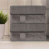Zero Twist Cotton Solid and Jacquard Bath Towel Set of 4 - Bath Towel by Superior Brand